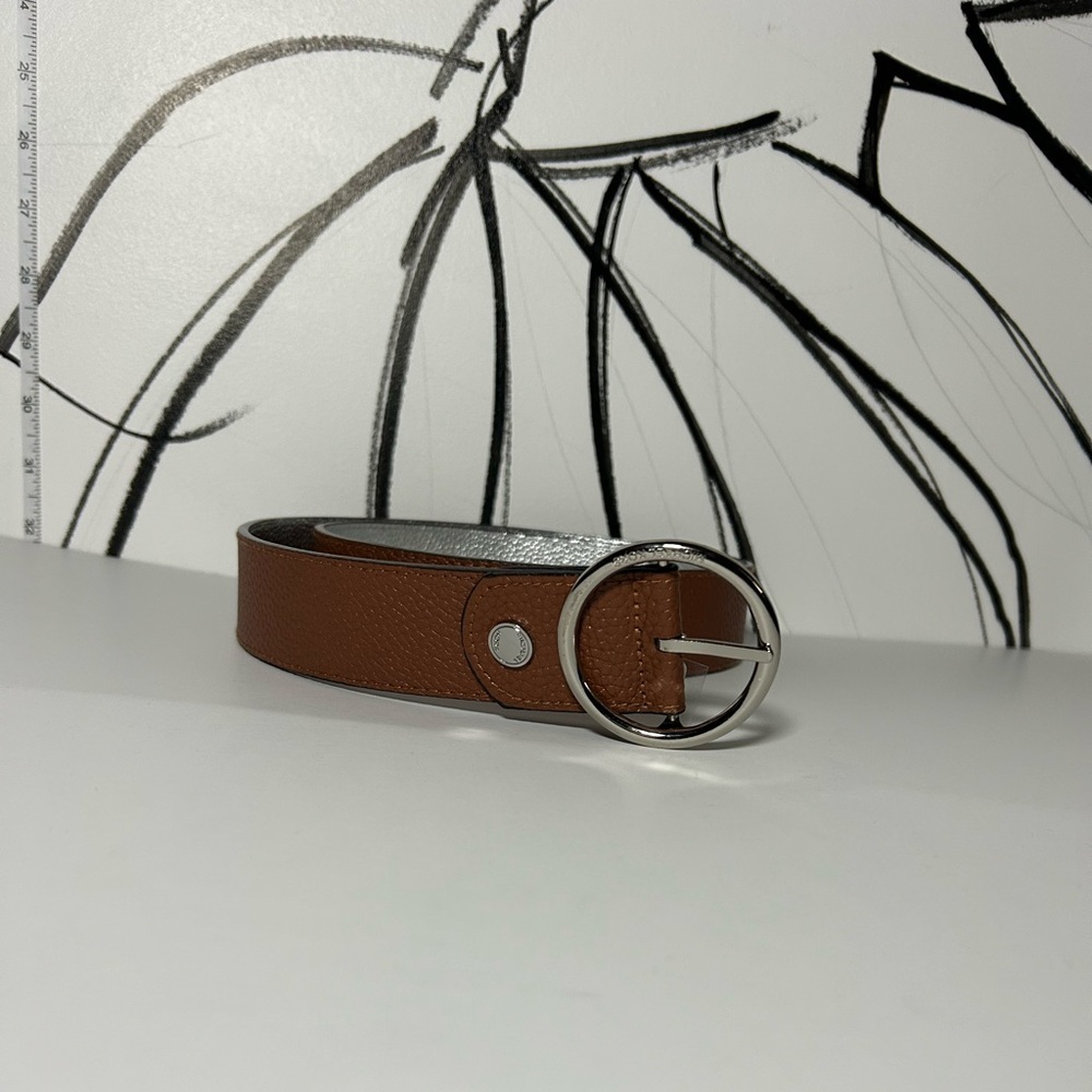 Michael Kors Brown Leather Belt with Silver Buckle, Reversible - Picture 2 of 7